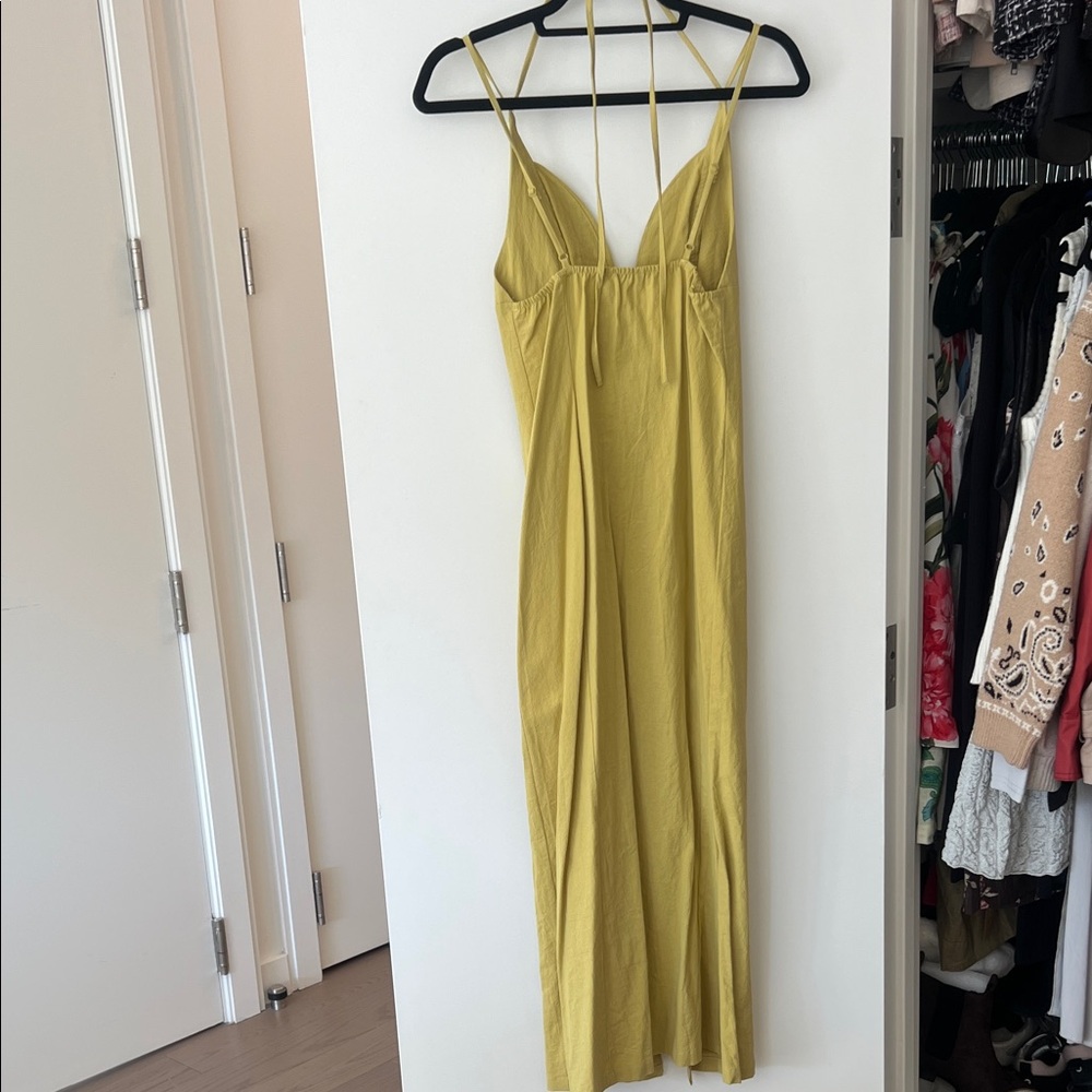 Yellow Green Spaghetti Strap Button-Down Dress - image 6